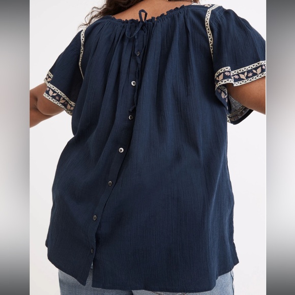 Madewell 1X Plus Boho Embroidered Square-Neck Top - Picture 12 of 16